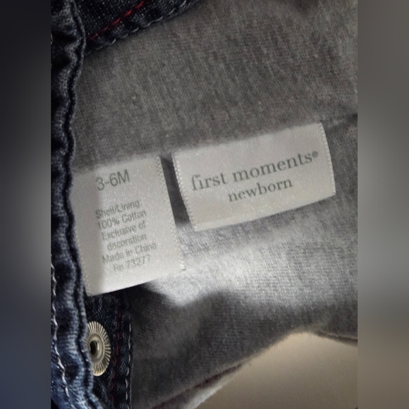 First Moments Lined Baseball Embroidered Overalls, Newborn - Picture 4 of 4